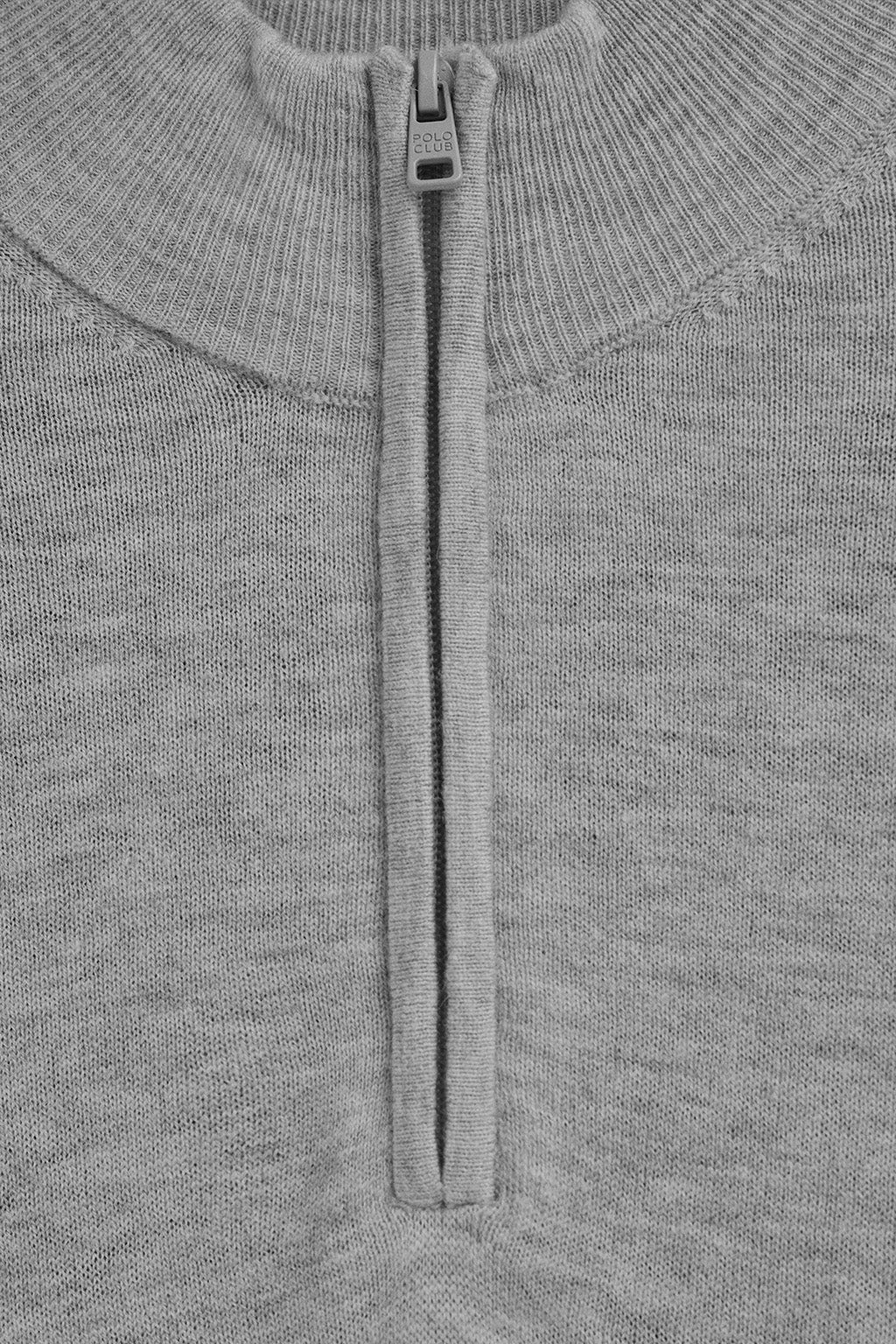 Grey-marl Merino-wool jumper with half-zip neck - Image 7