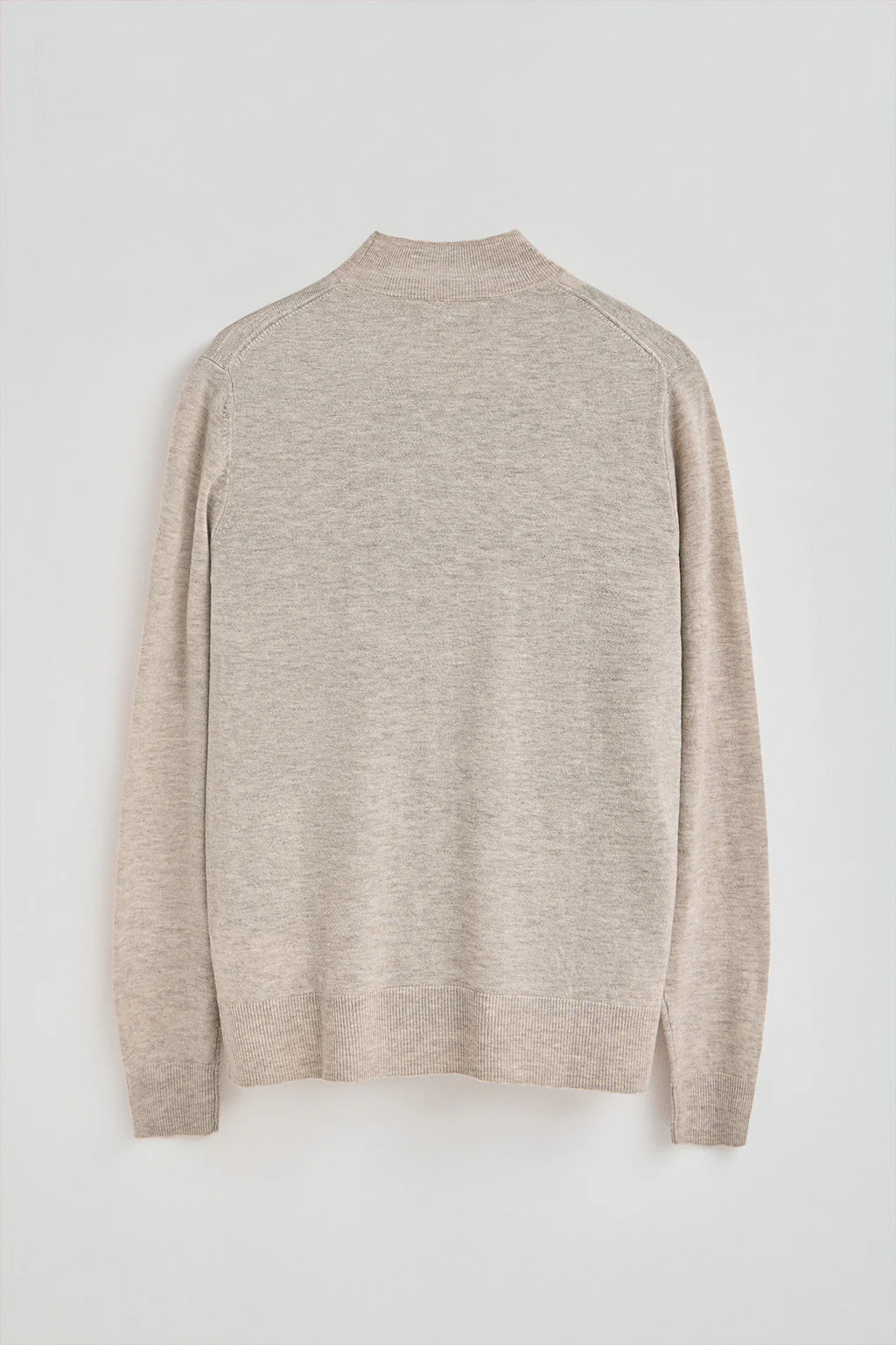Beige-marl Merino-wool jumper with mock neck - Image 8