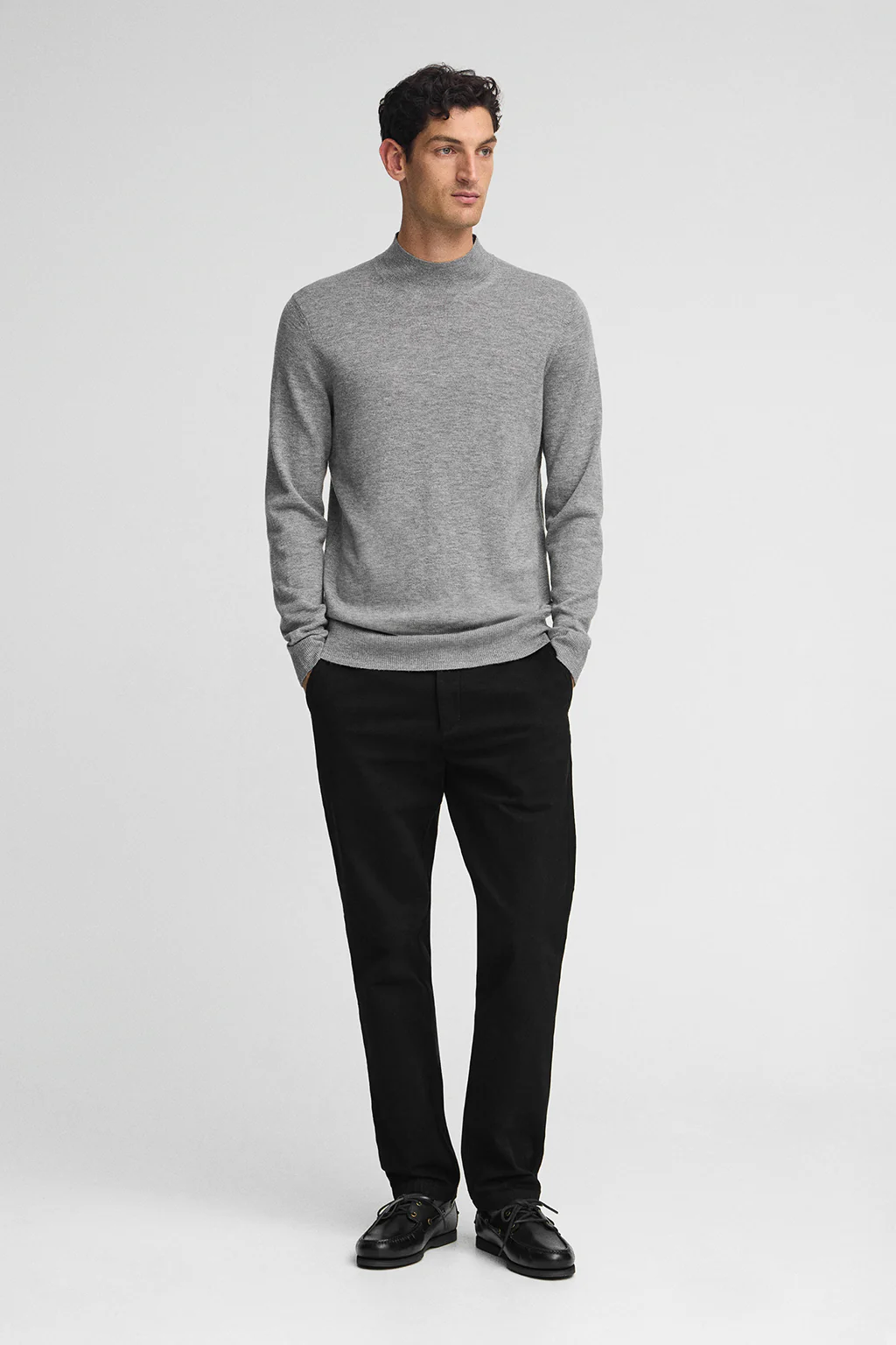 Grey-marl Merino-wool jumper with mock neck - Image 4