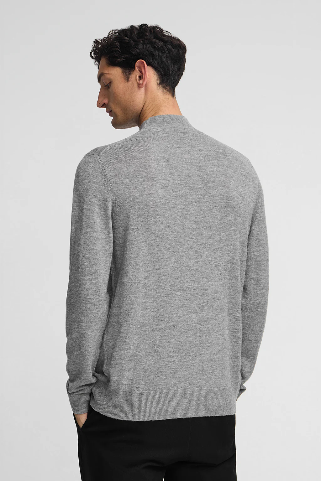 Grey-marl Merino-wool jumper with mock neck - Image 5