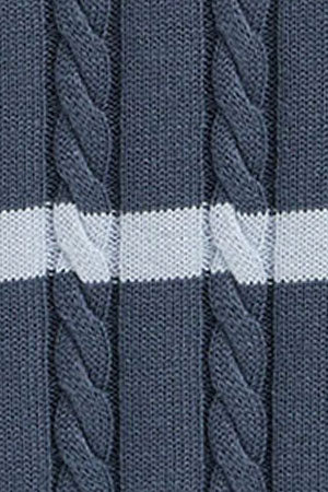 Denim-blue striped cable-knit jumper with Rigby Go logo - Image 10