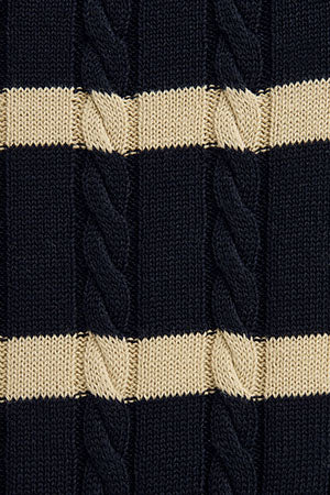 Navy-blue striped cable-knit jumper with Rigby Go logo - Image 10