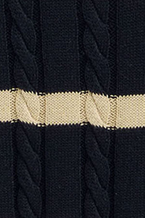 Navy-blue striped cable-knit jumper with Rigby Go logo - Image 11