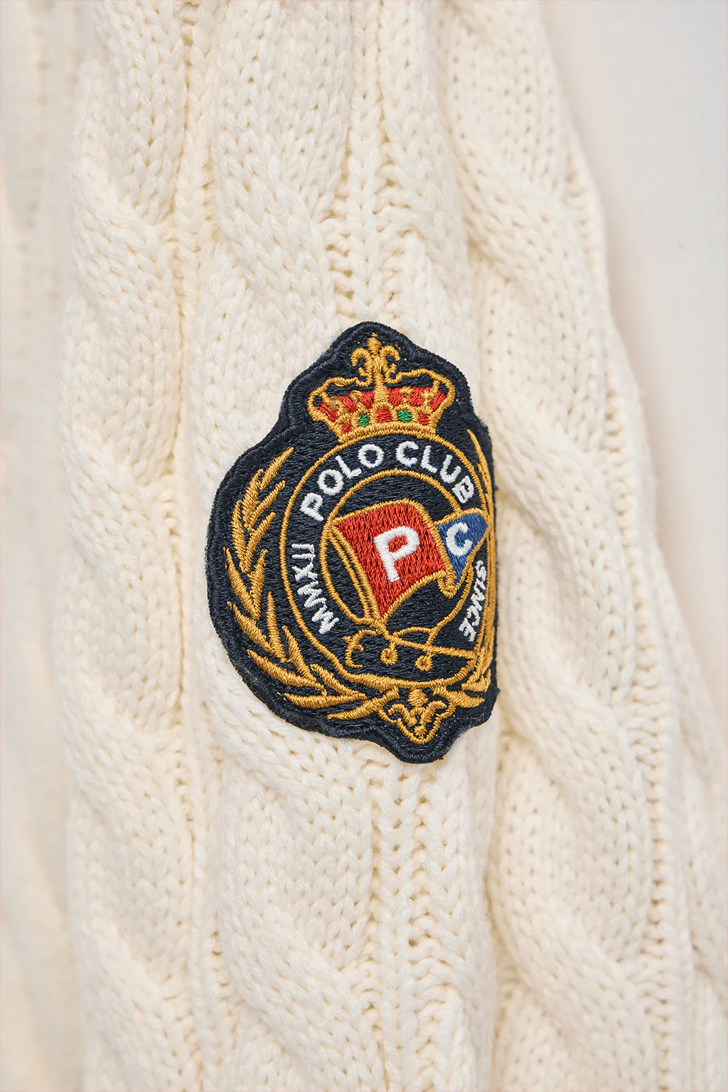 Nude cardigan with full zip and Polo Club nautical patch - Image 7