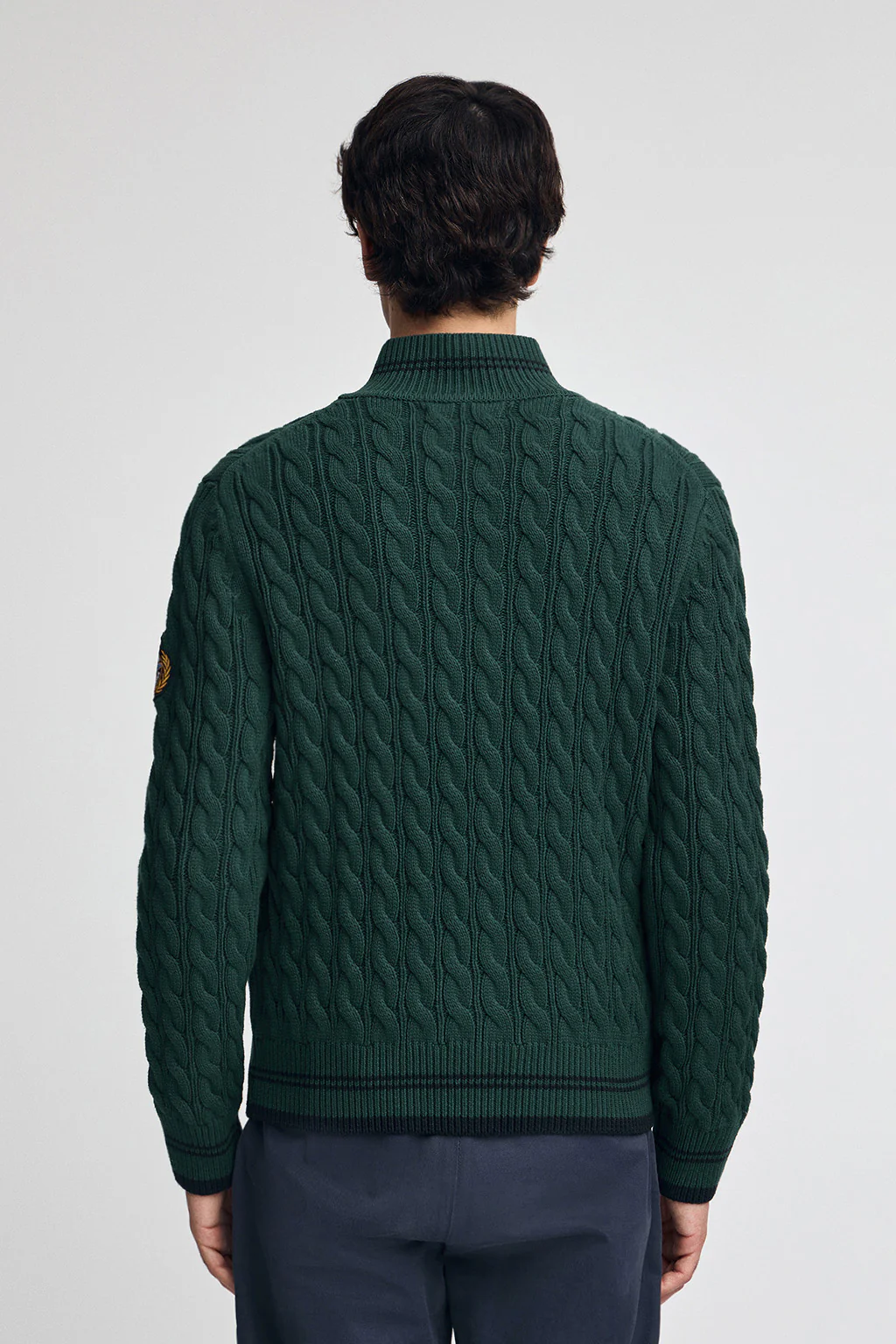 Emerald cardigan with full zip and Polo Club nautical patch - Image 5