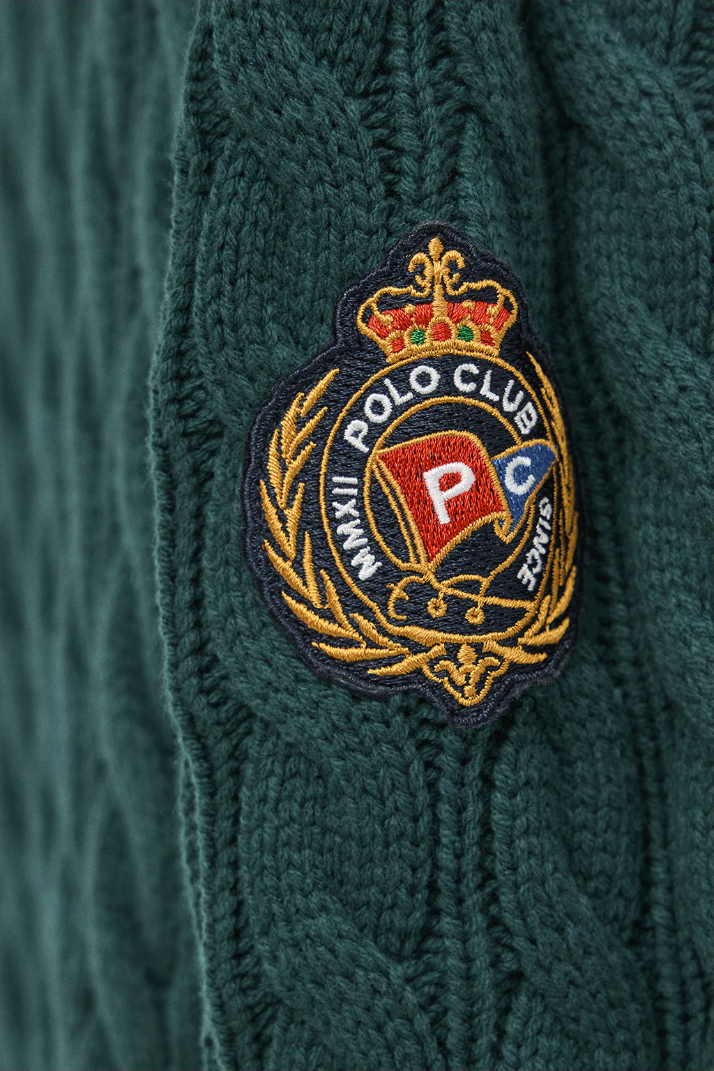 Emerald cardigan with full zip and Polo Club nautical patch - Image 7