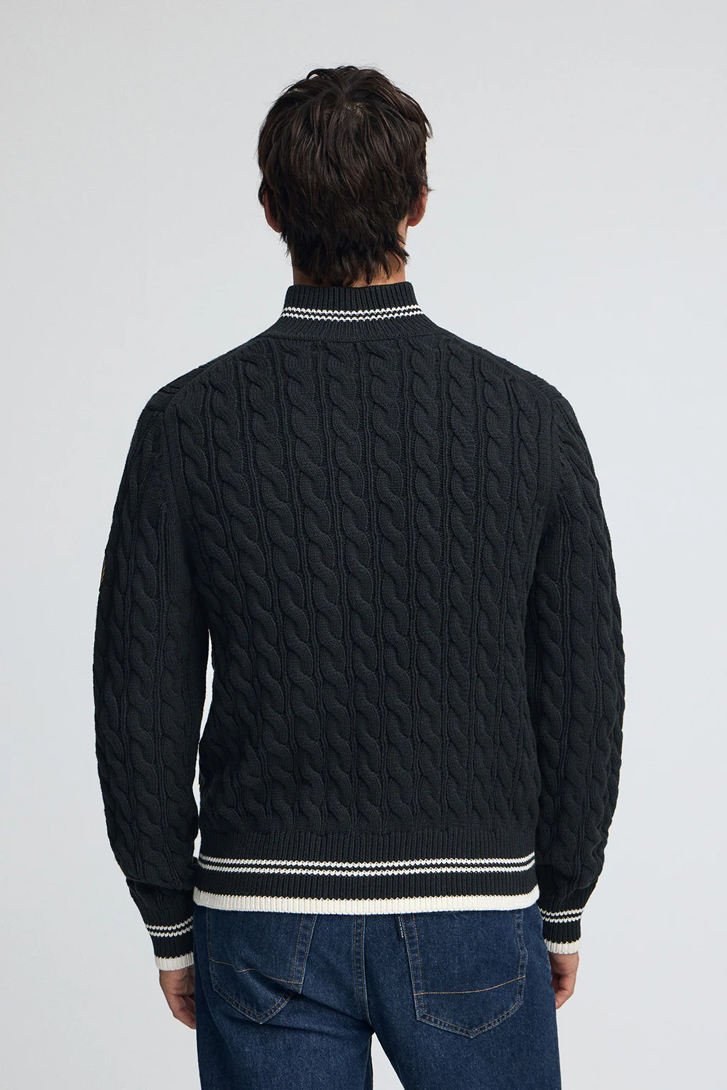 Navy-blue cardigan with full zip and Polo Club nautical patch - Image 5