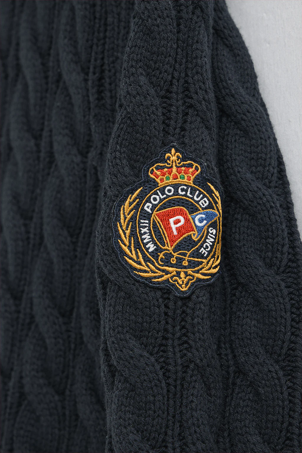 Navy-blue cardigan with full zip and Polo Club nautical patch - Image 7
