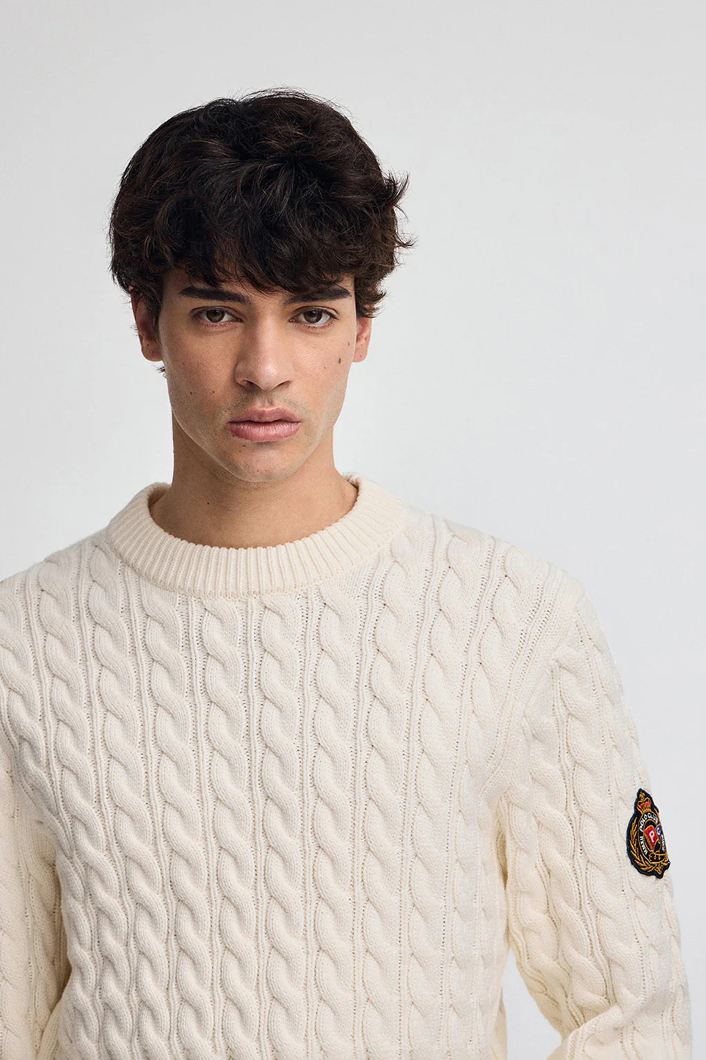 Nude round-neck jumper with Polo Club nautical patch - Image 3