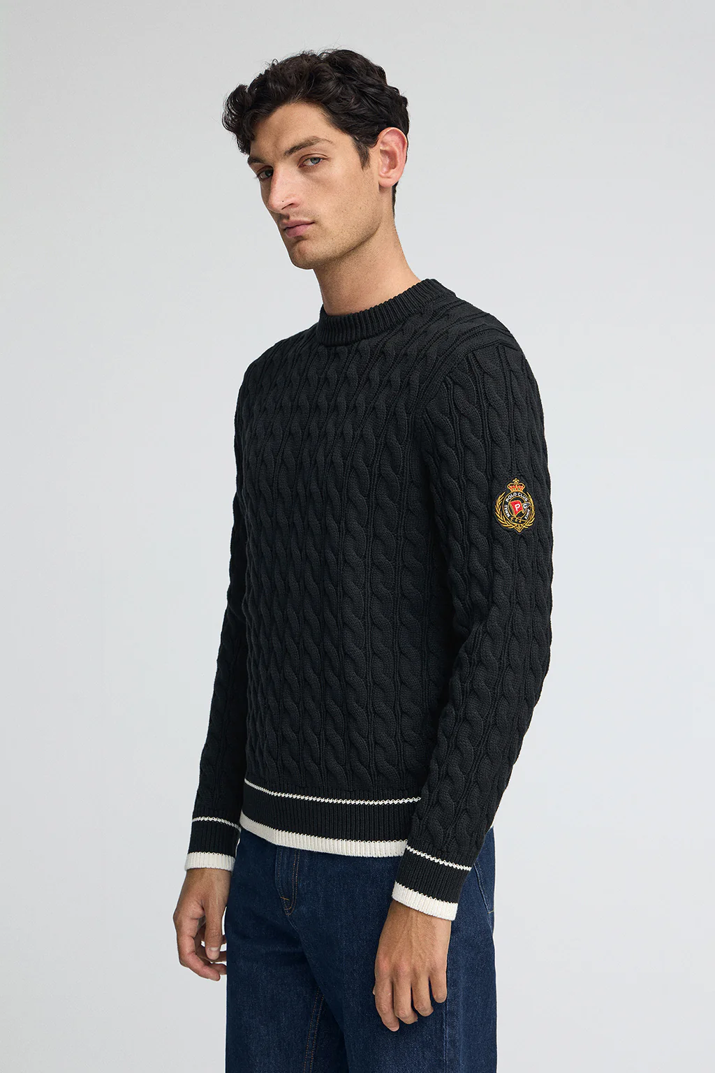 Navy-blue round-neck jumper with Polo Club nautical patch - Image 2
