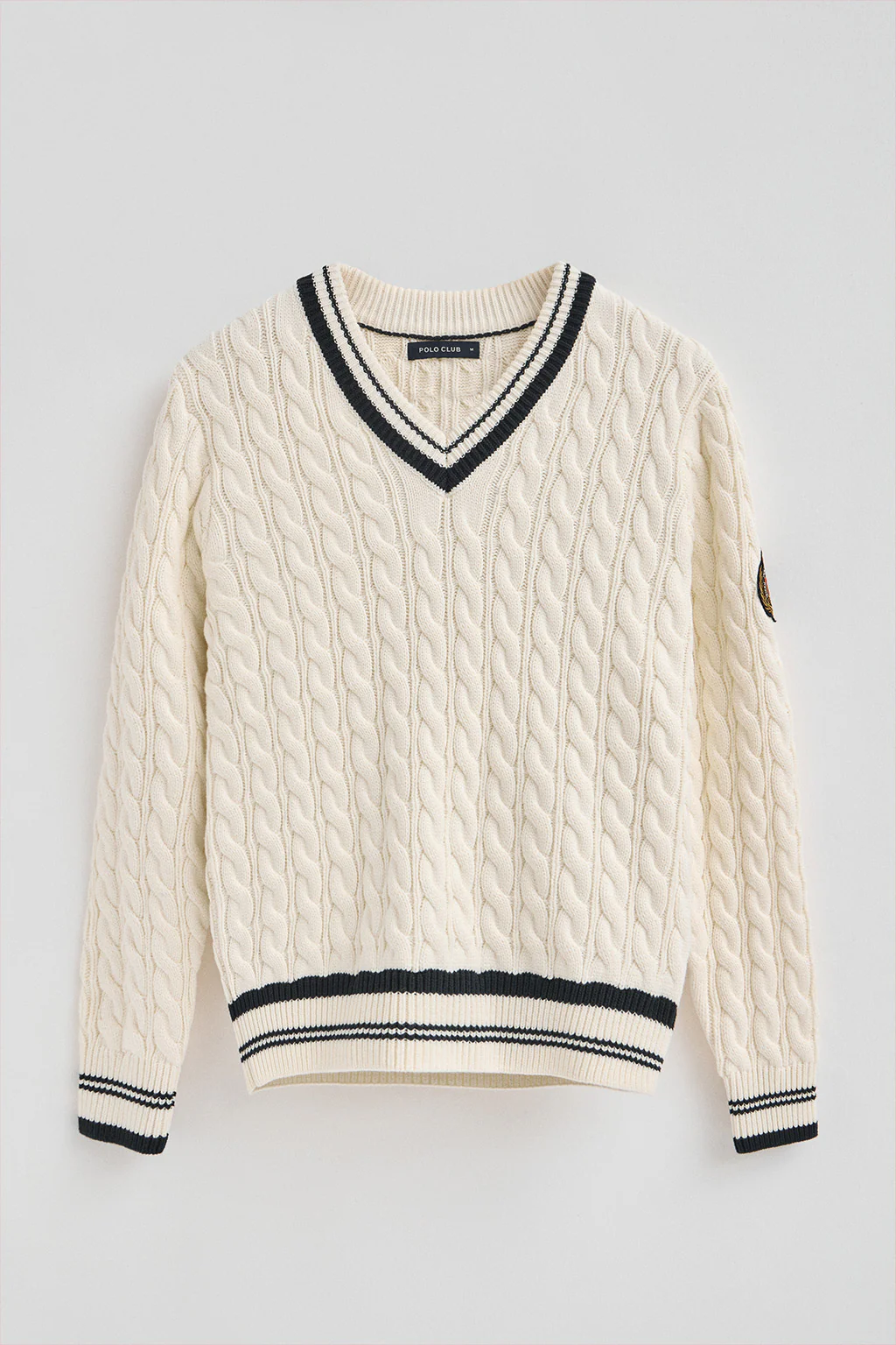 Nude V-neck jumper with Polo Club nautical patch - Image 11