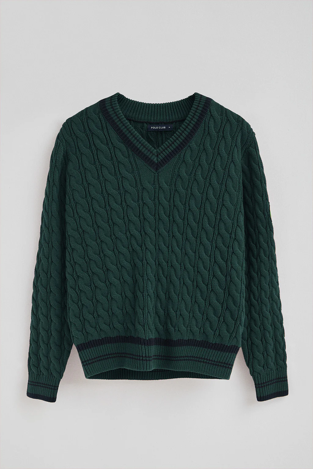 Emerald V-neck jumper with Polo Club nautical patch - Image 9