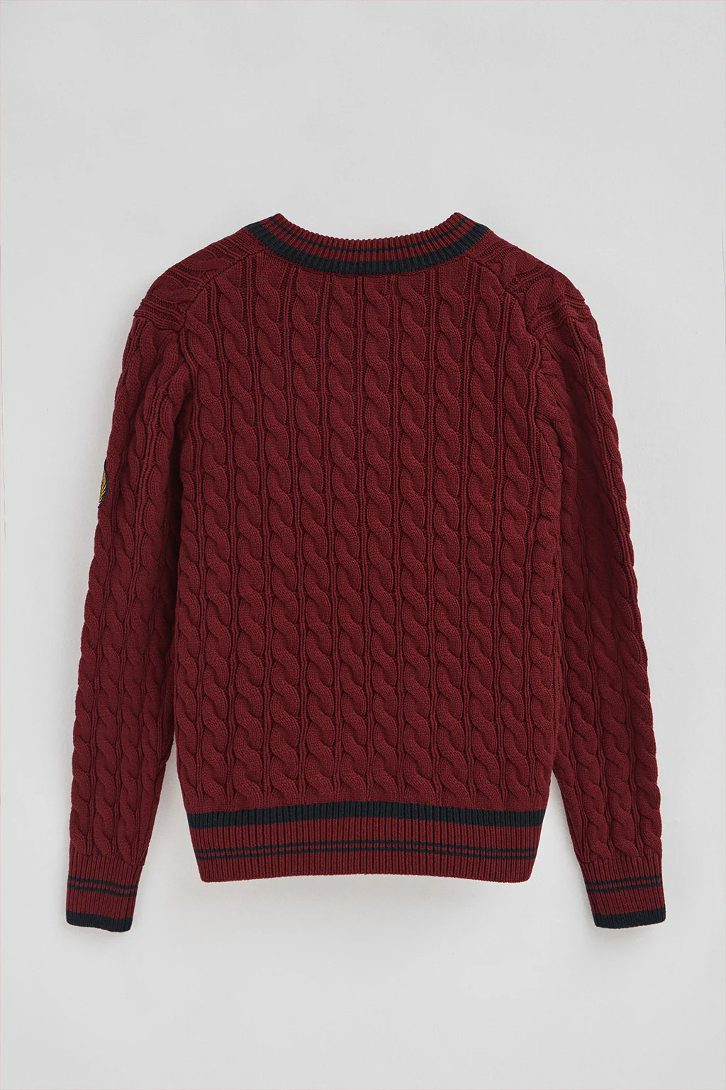 Maroon V-neck jumper with Polo Club nautical patch - Image 8