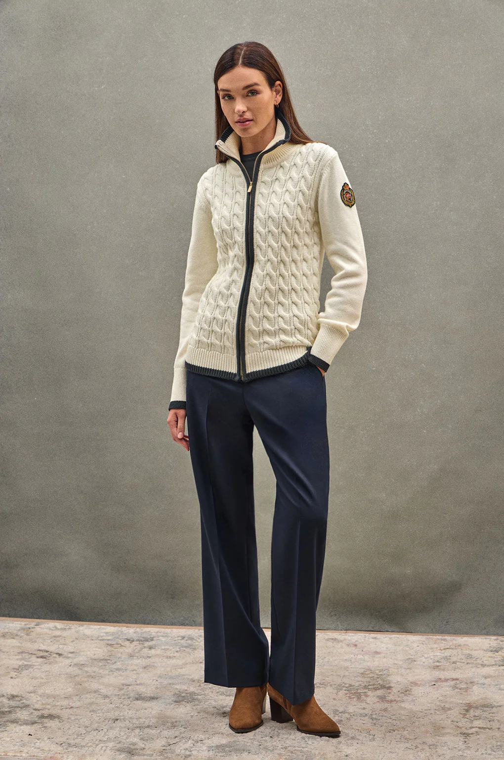 Nude cardigan with Polo Club nautical patch - Image 3