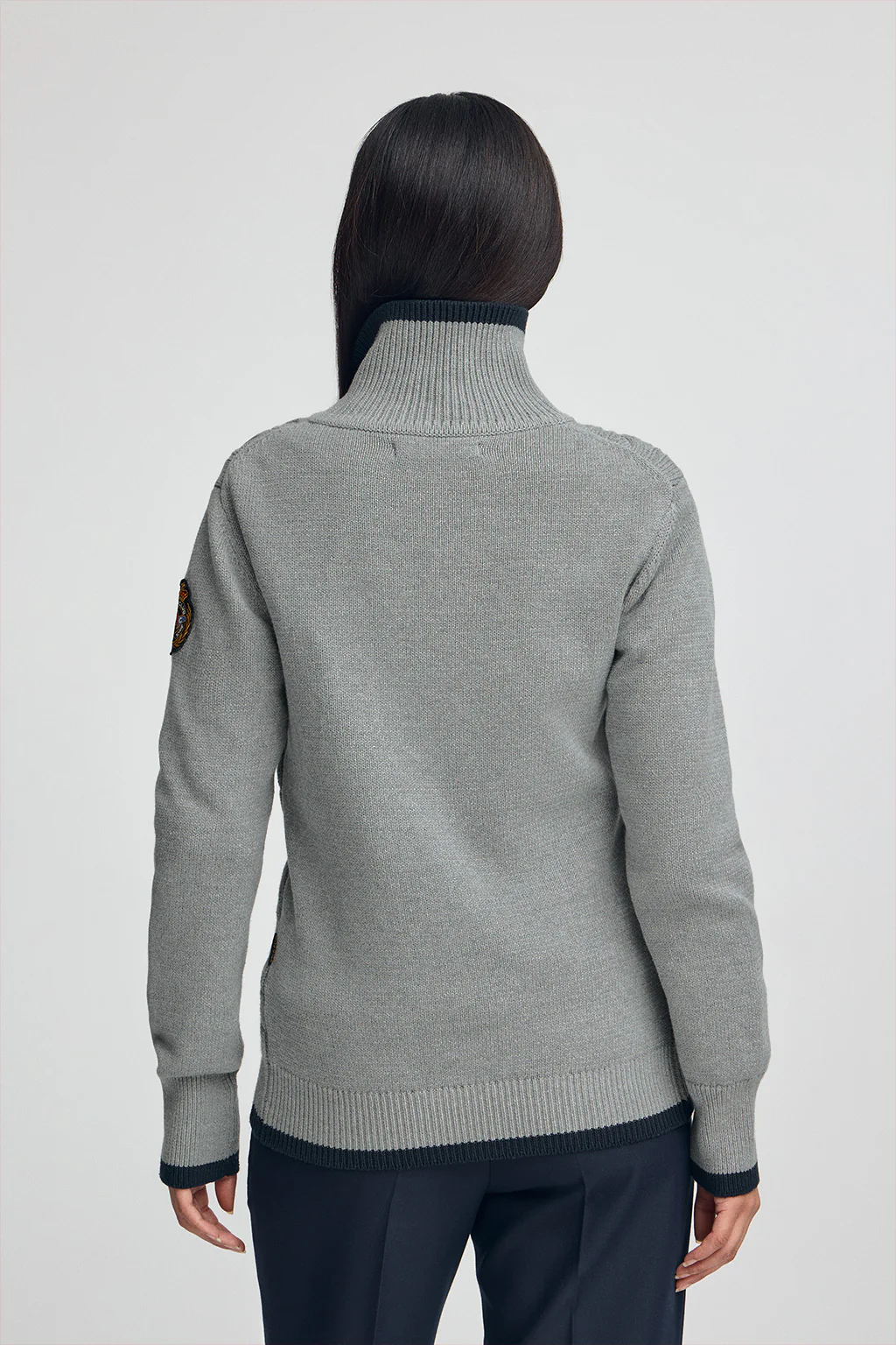 Grey-marl cardigan with Polo Club nautical patch - Image 5