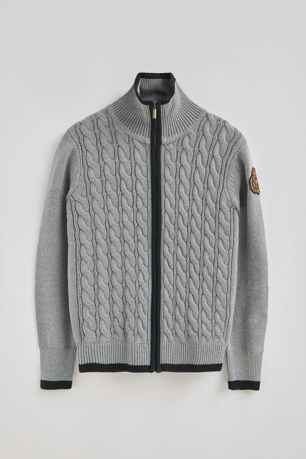 Grey-marl cardigan with Polo Club nautical patch - Image 6