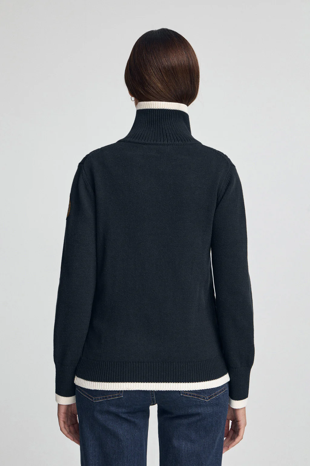 Navy-blue cardigan with Polo Club nautical patch - Image 5
