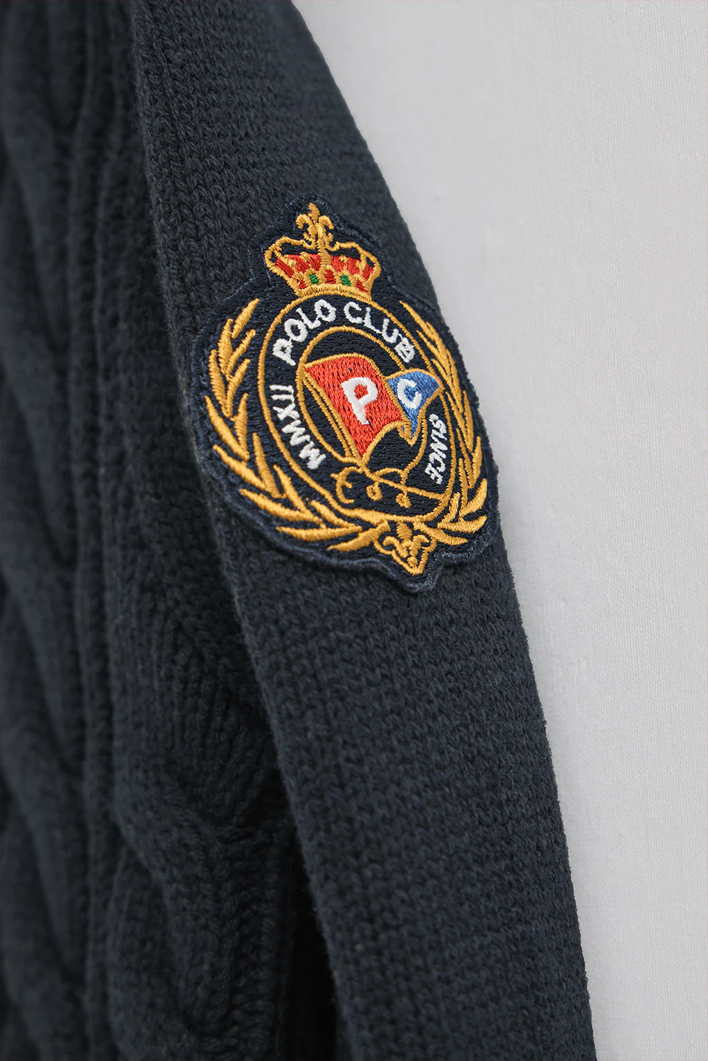 Navy-blue cardigan with Polo Club nautical patch - Image 7