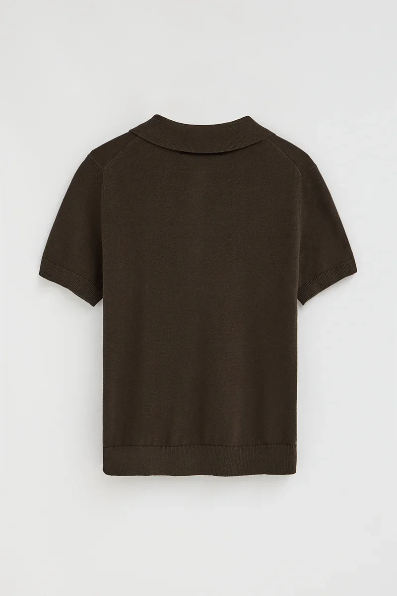 Dark-chocolate short-sleeve cardigan with Polo Club logo - Image 8