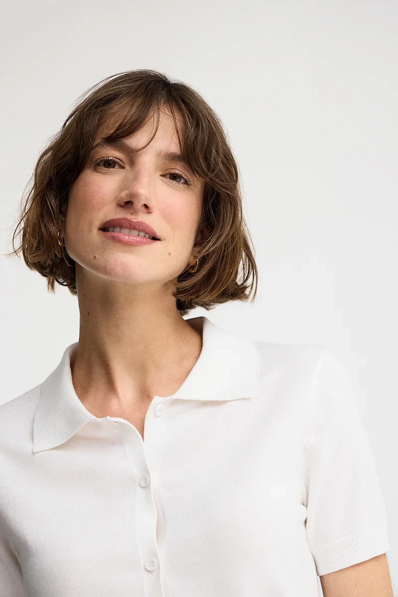 White short-sleeve cardigan with Polo Club logo - Image 3