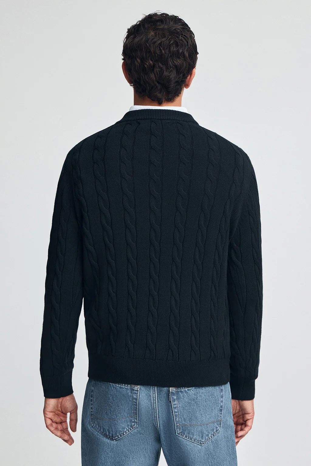 Men’s cable-knit wool-blend 2-pack jumpers in navy and black with Rigby Go embroidery - Image 5
