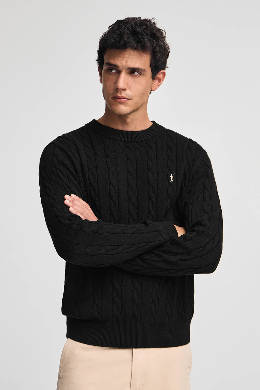 Men’s cable-knit wool-blend 2-pack jumpers in navy and black with Rigby Go embroidery - Image 7