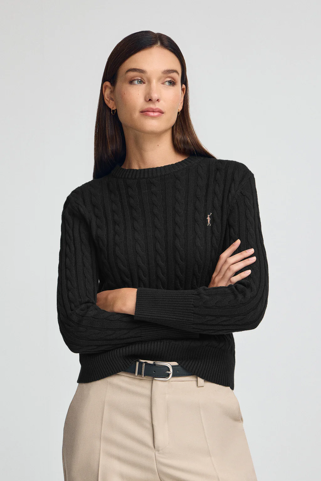Women’s wool-blend 2-pack jumpers in black and nude with round neck and Rigby Go embroidery - Image 7