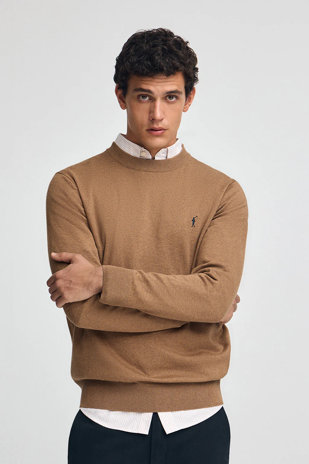 Men’s 3-pack jumpers in black, navy and brown marl with Rigby Go embroidery - Image 2