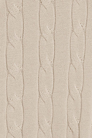 Beige V-neck cable-knit jumper with embroidered monogram - Image 8