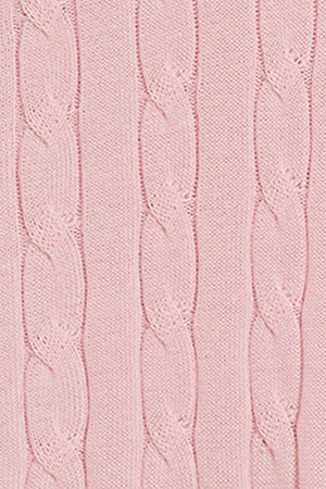 Pink V-neck cable-knit jumper with embroidered monogram - Image 8
