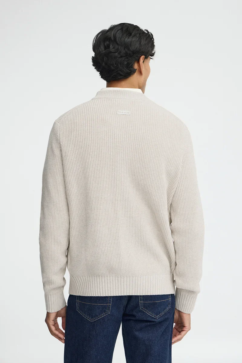 Cream V-neck loose-fit cardigan with Polo Club logo - Image 6