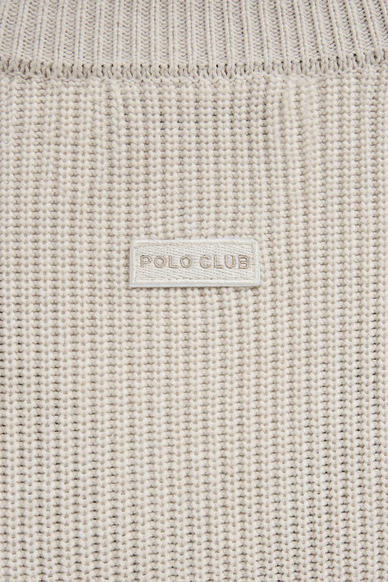 Cream V-neck loose-fit cardigan with Polo Club logo - Image 9