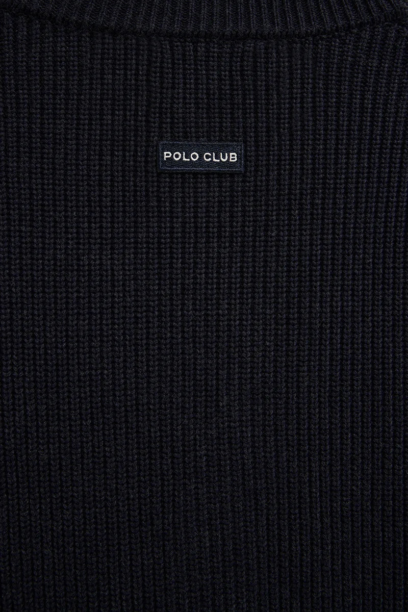 Navy-blue V-neck loose-fit cardigan with Polo Club logo - Image 8