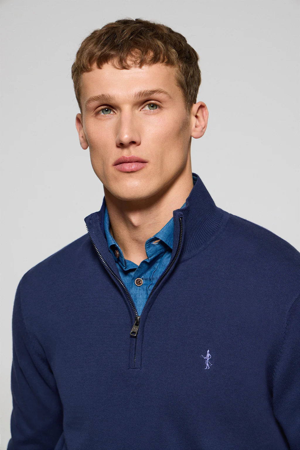 Blue-violet zipped jumper with Rigby Best embroidery - Image 3