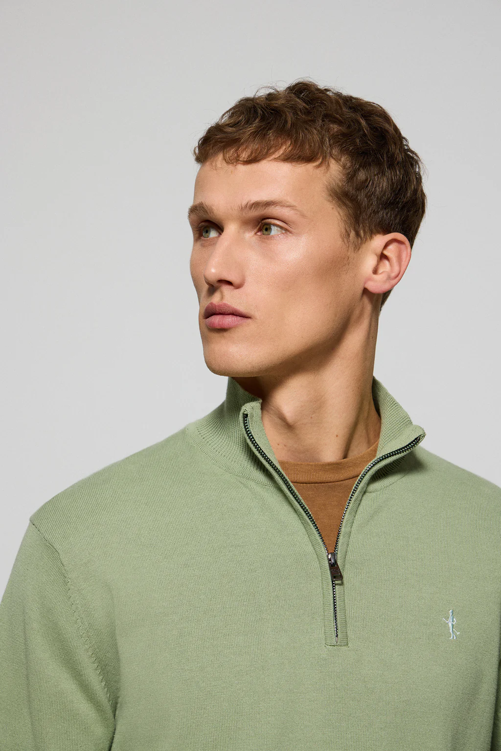 Jade-green zipped jumper with Rigby Best embroidery - Image 3