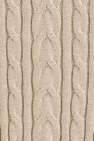 Beige cable-knit wool-blend jumper with polo collar and Rigby Go embroidery - Image 10