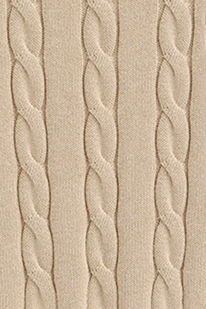 Beige cable-knit wool-blend jumper with turtleneck and Rigby Go embroidery - Image 9