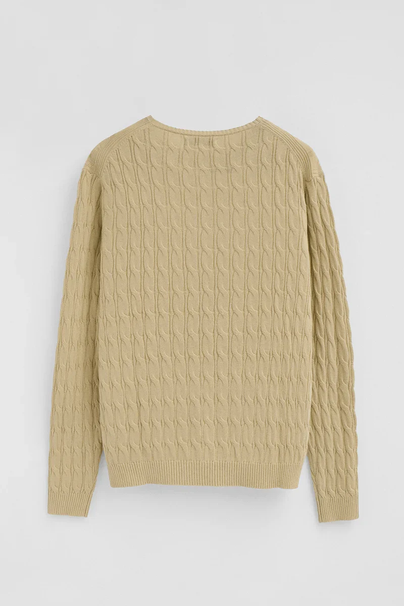 Beige cable-knit jumper with Rigby Go logo - Image 7
