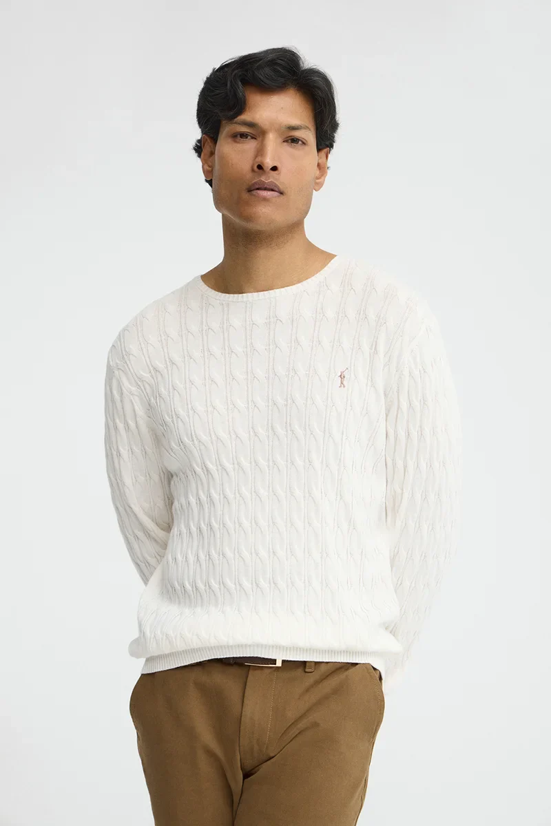Nude cable-knit jumper with Rigby Go logo - Image 2