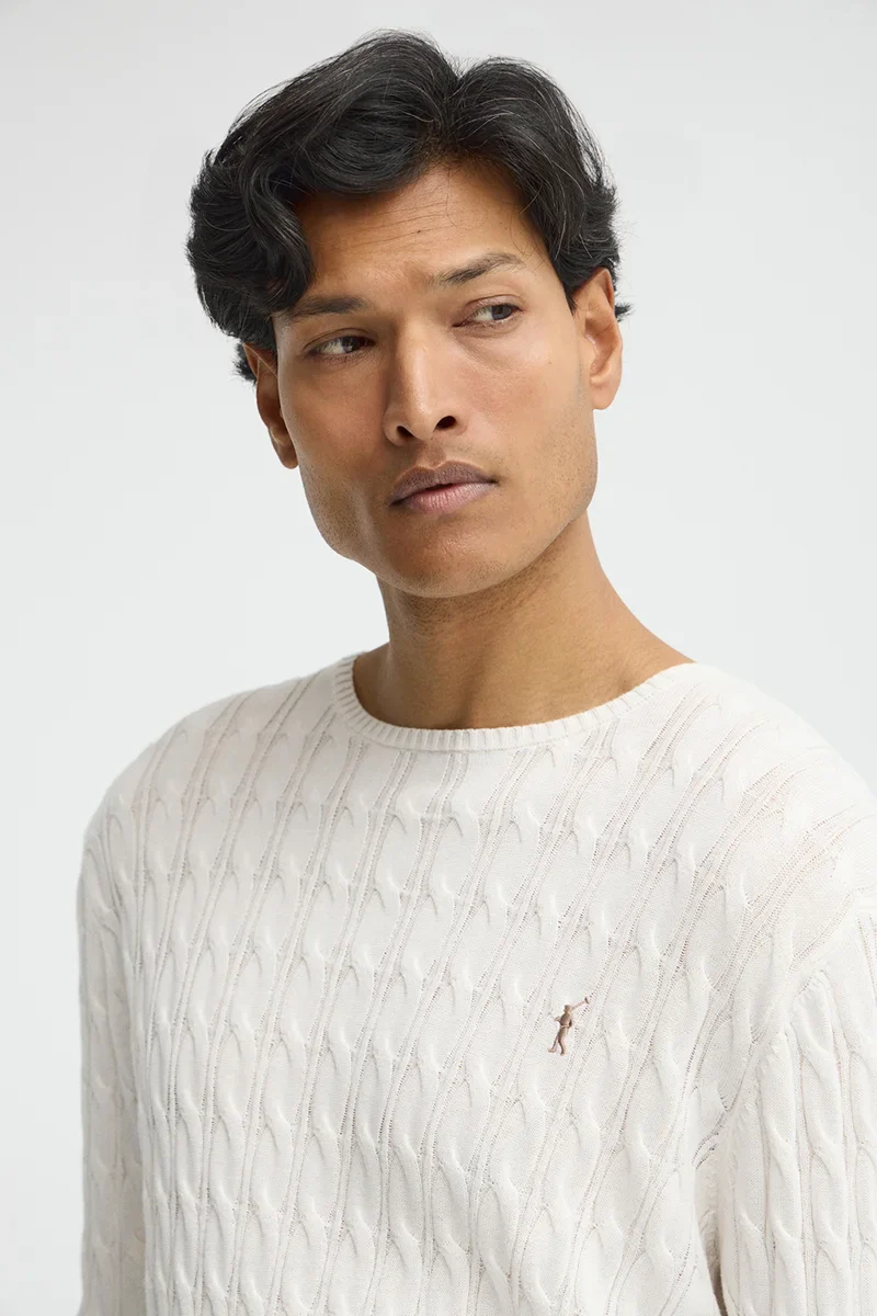 Nude cable-knit jumper with Rigby Go logo - Image 3