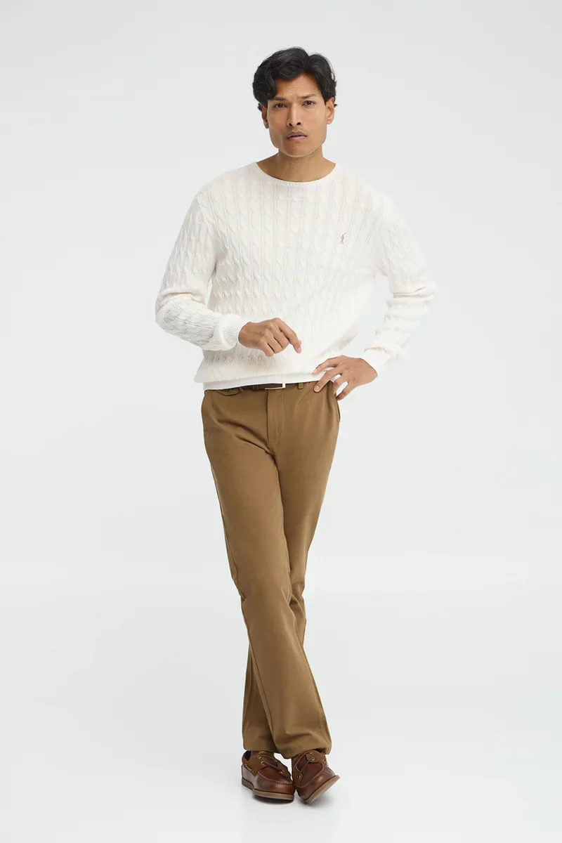 Nude cable-knit jumper with Rigby Go logo - Image 4