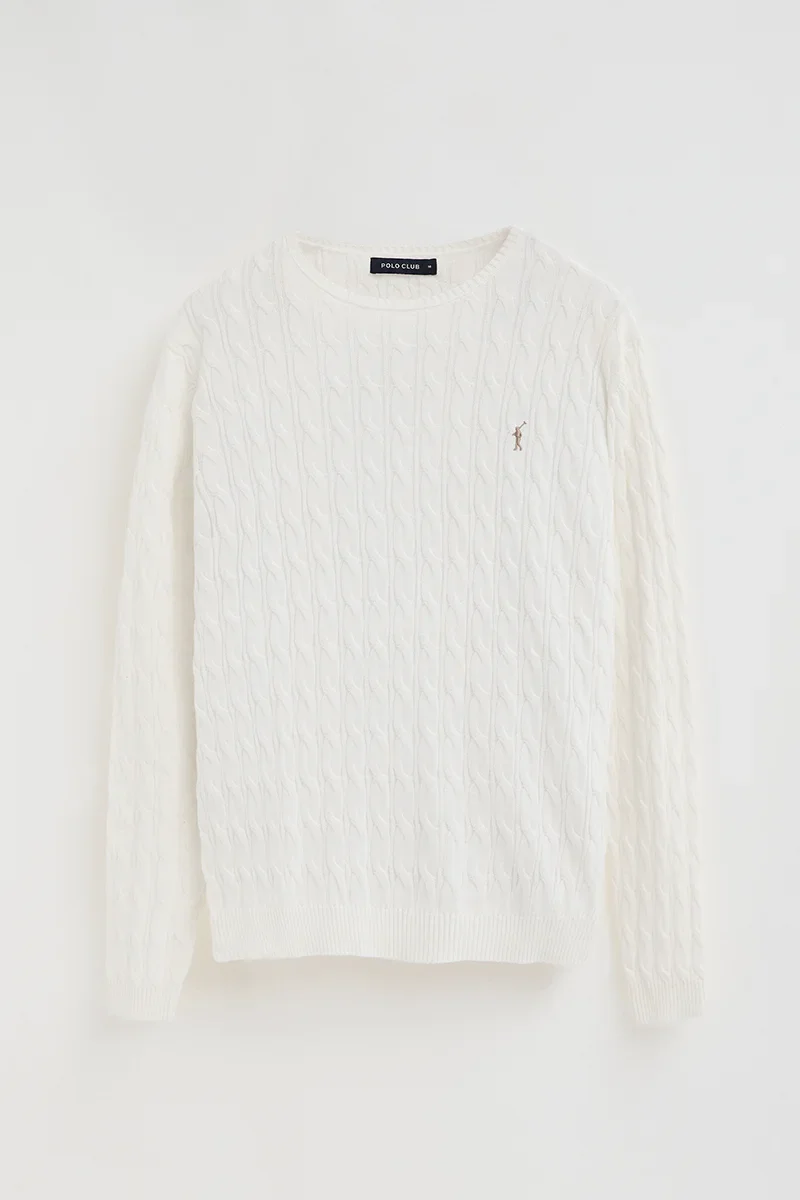 Nude cable-knit jumper with Rigby Go logo - Image 6