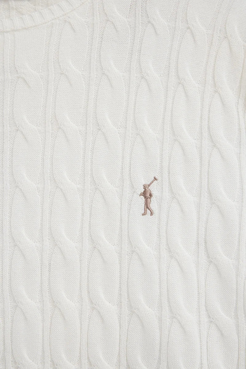 Nude cable-knit jumper with Rigby Go logo - Image 7