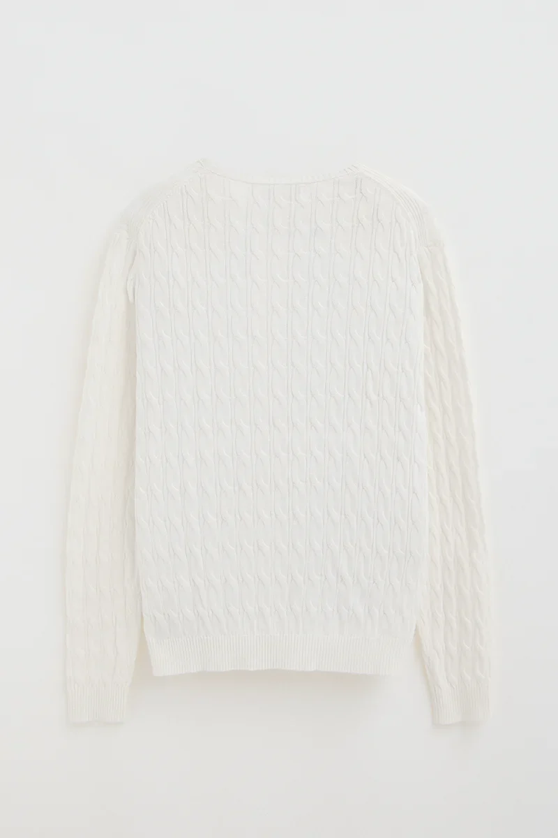Nude cable-knit jumper with Rigby Go logo - Image 8