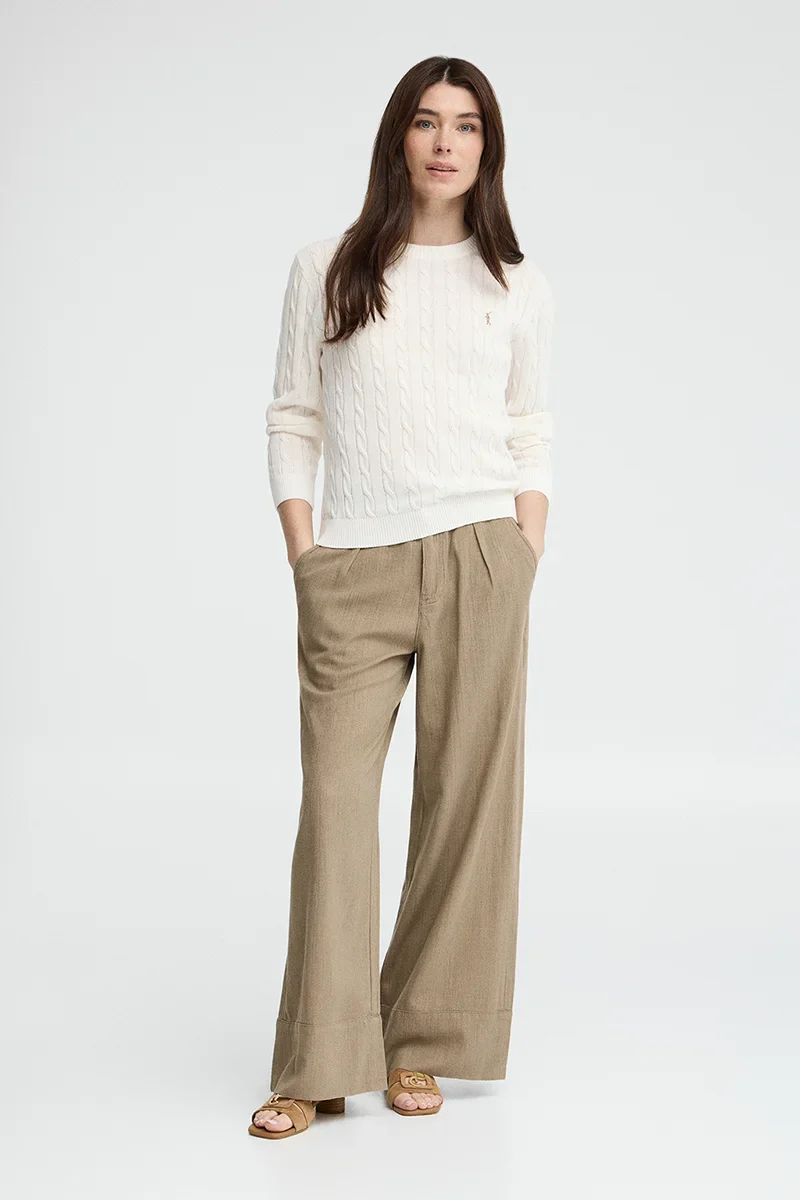 Nude cable-knit jumper with Rigby Go embroidery - Image 2