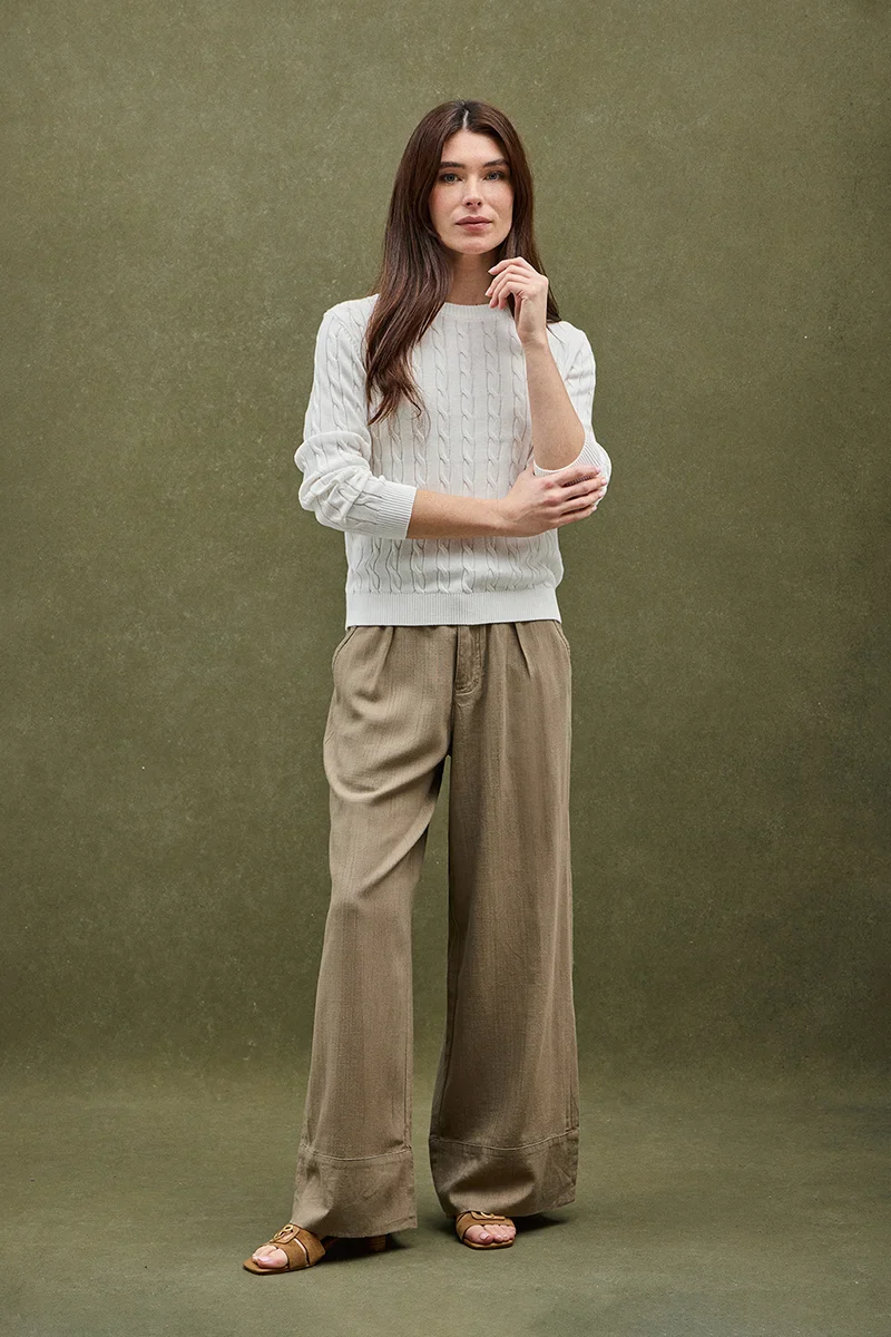 Nude cable-knit jumper with Rigby Go embroidery - Image 4