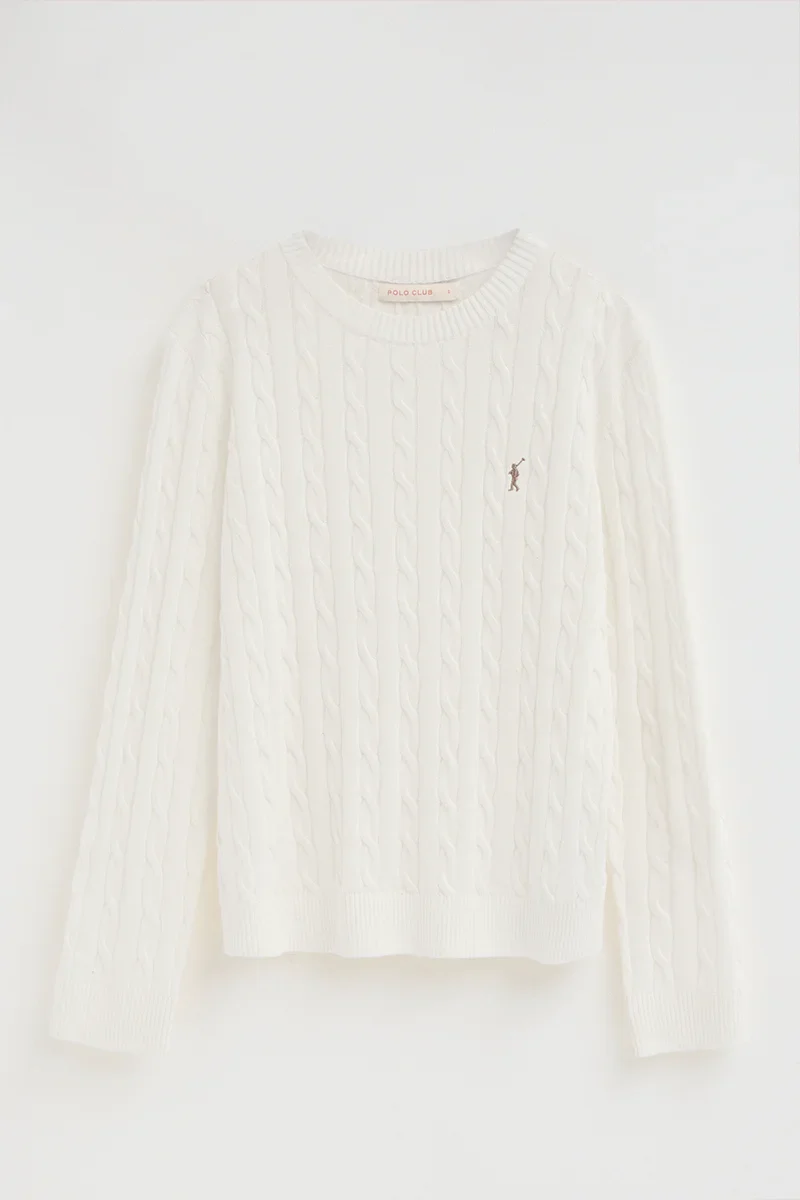 Nude cable-knit jumper with Rigby Go embroidery - Image 6