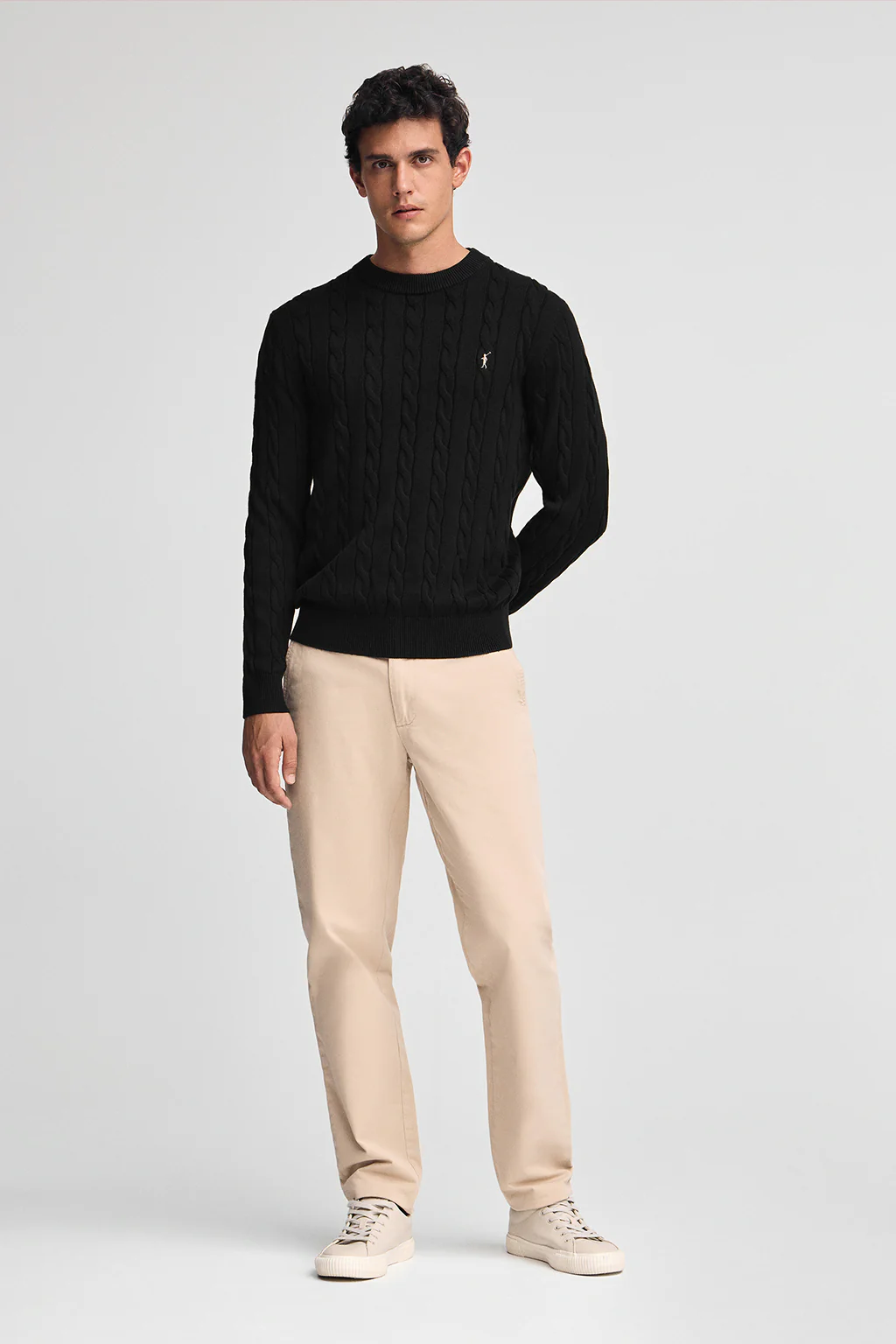 Black cable-knit wool-blend jumper with Rigby Go embroidery - Image 3