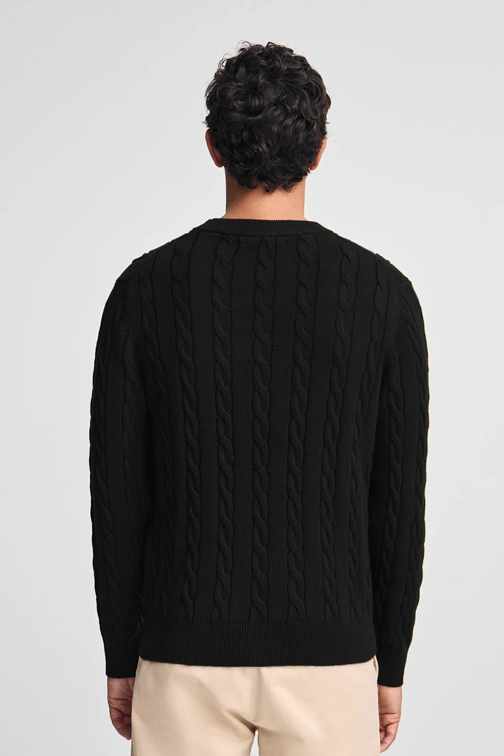 Black cable-knit wool-blend jumper with Rigby Go embroidery - Image 4