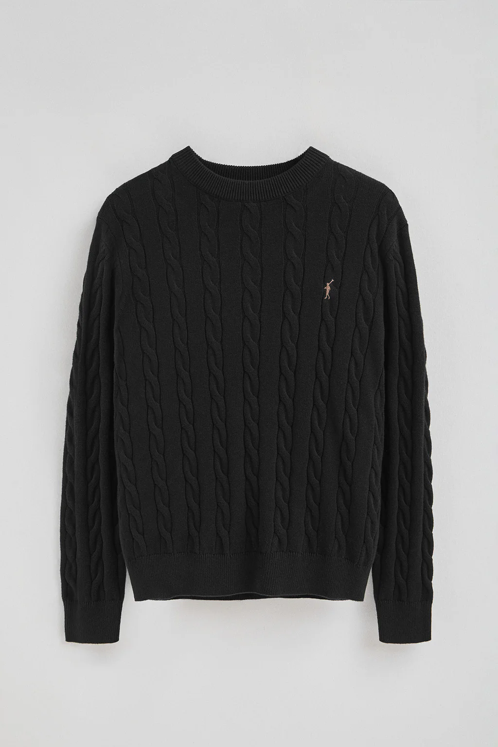 Black cable-knit wool-blend jumper with Rigby Go embroidery - Image 7